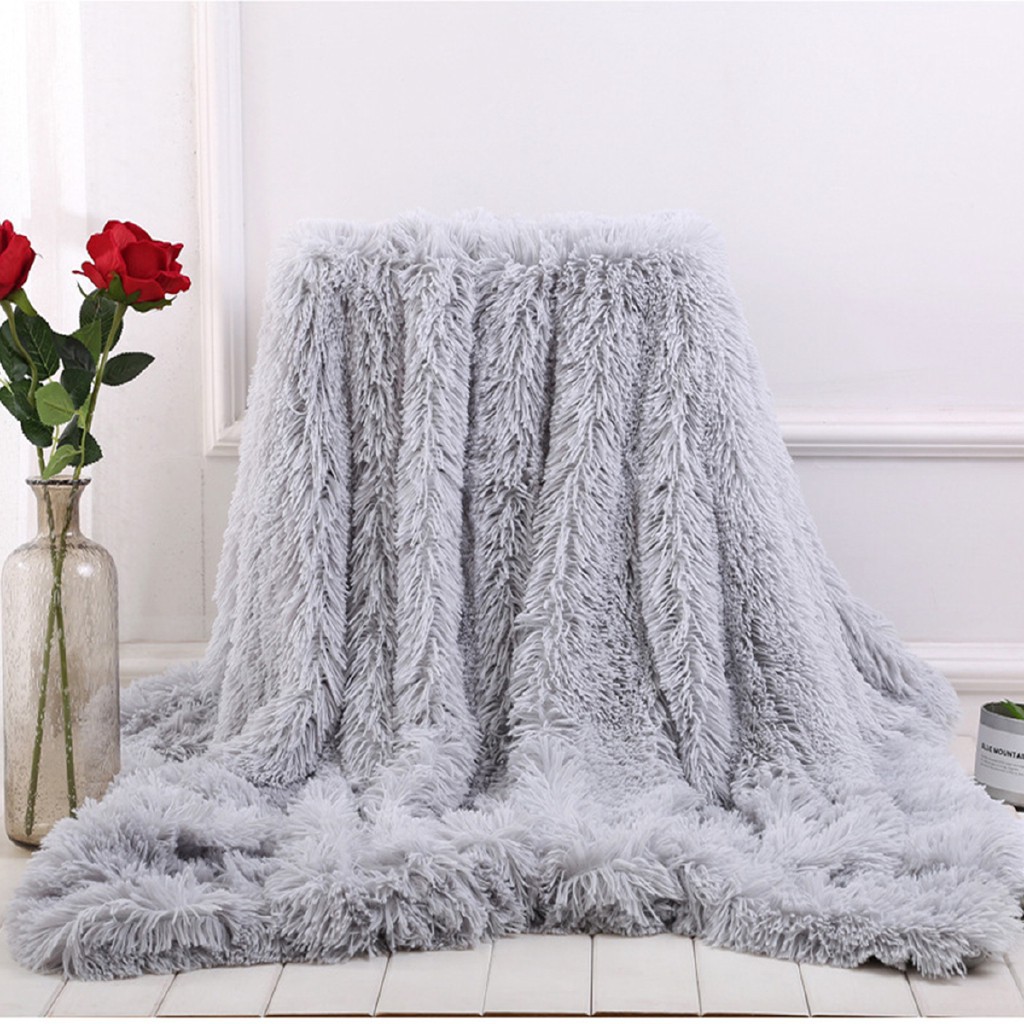 XIANGGELIAL Large Soft Warm Fur Shaggy Fluffy Throw Plush Blanket Sofa Bed Blanket Shopee Singapore