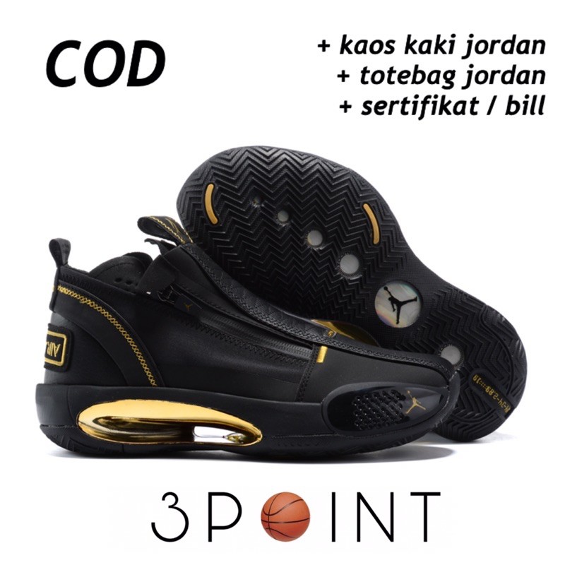 Air Jordan 34 Se Ziper Black Gold Basketball Shoes Shopee Singapore