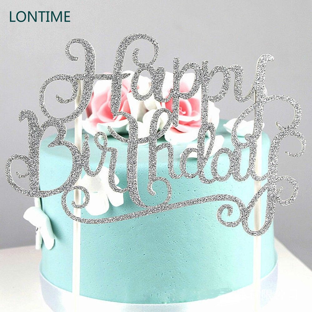 Gold Silver Party Supplies Happy Birthday Decorations Tools Cake