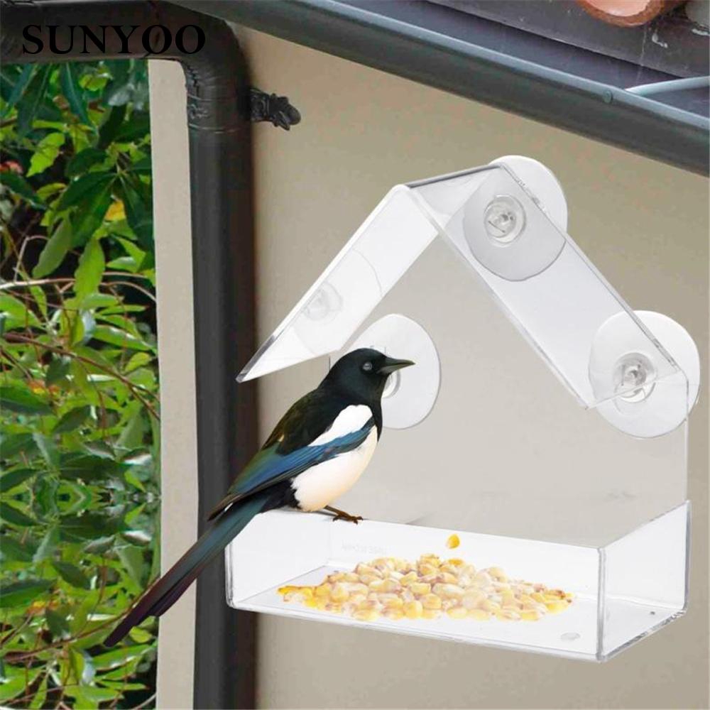 Acrylic Transparent Bird Squirrel Feeder Tray Birdhouse Window
