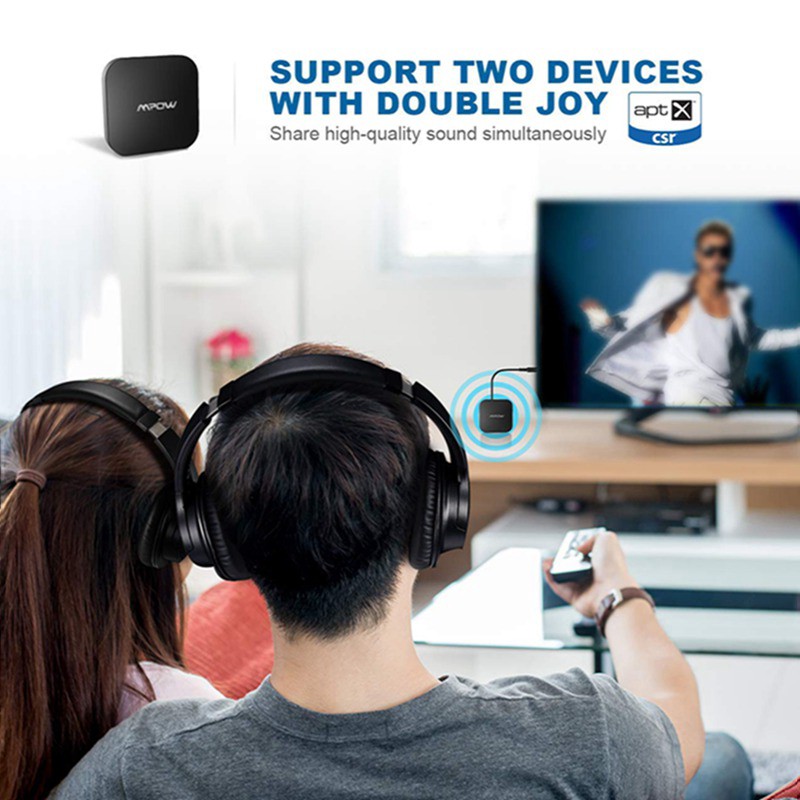 bluetooth transmitter for tv pc dual link wireless audio adapter for headphones