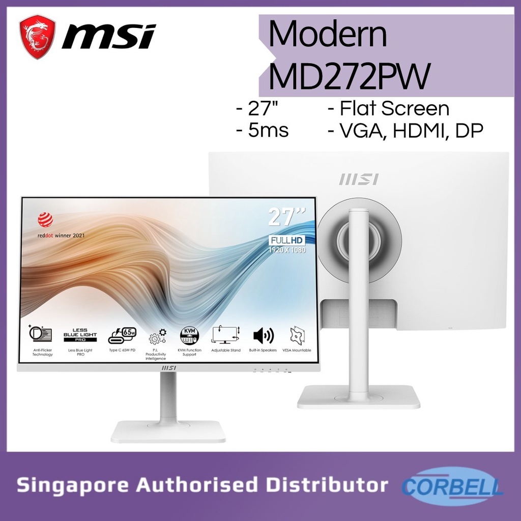 MSI Modern MD272PW 27"/FHD/Flatscreen/IPS Panel/75hz/5ms/Type C/Anti