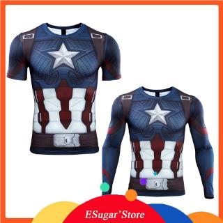 Image of Men Captain America T-shirt Adult Avengers Endgame Cosplay Costume Compression Tshirts Sport Fitness Tee Plus Size