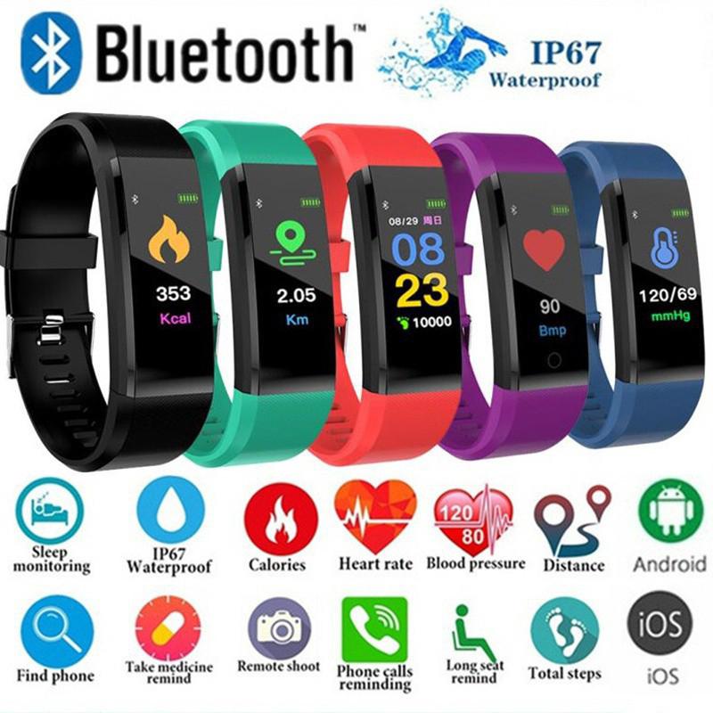 PRO VERSIONJam pintar Smart Band Sport Smart Watch Fitness Tracker Blood Monitor Bluetooth ID115 Plus