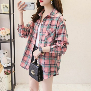 Pelepasan Baju kemeja kotak kotak wanita retro Hong Kong Pelepasan Baju kemeja kotak kotak wanita retro Hong Kong