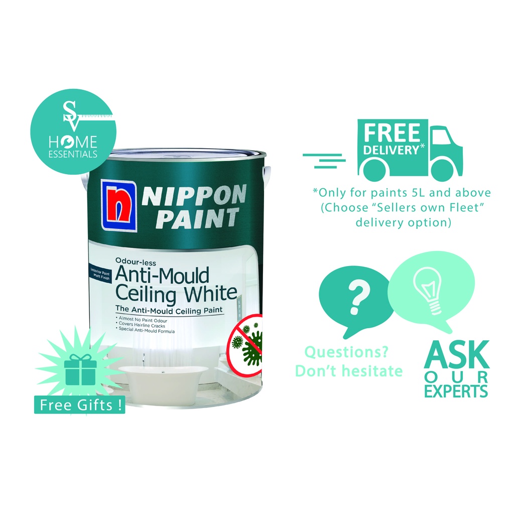 Nippon Odourless AntiMould Ceiling White 1L Shopee Singapore