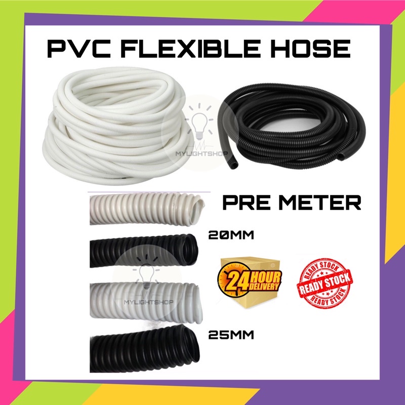 Shop Malaysia Pre Meter Flexible Pvc Wiring Flexible Hose Conduit Corrugated Flexible Pipe 20mm 25mm Shopee Singapore