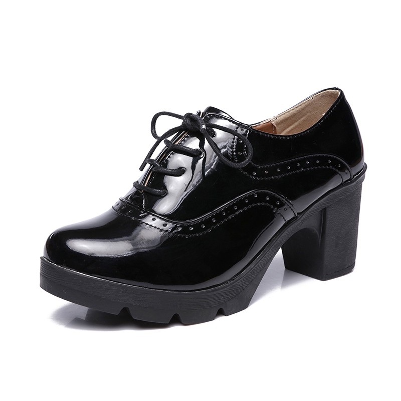 black heeled brogues womens