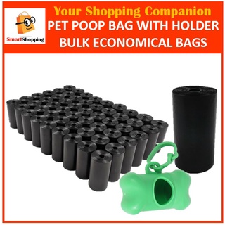 Pet Poop Bag Roll Non-Biodegradable Black Waste Bag Pet Bag Dispenser Holder 20 rolls 50 rolls 100 rolls