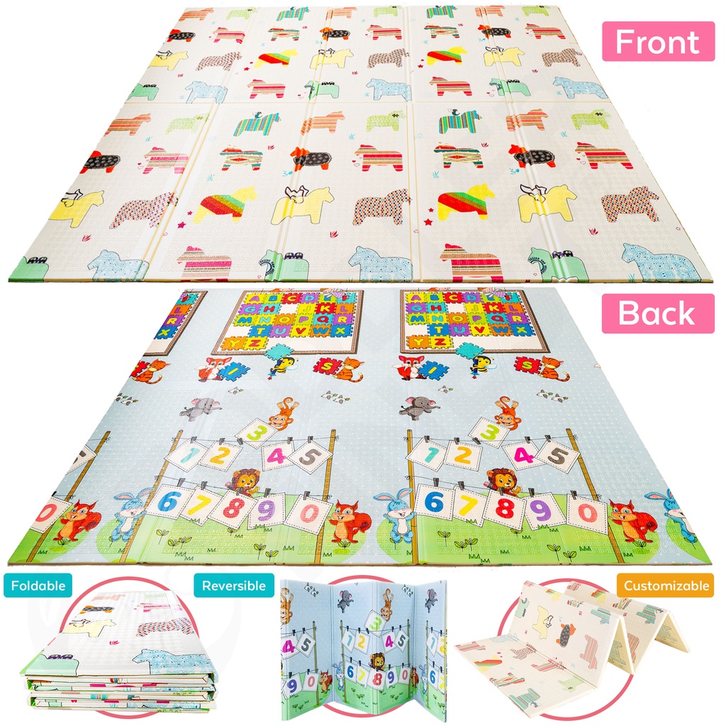 Foldable Baby Play Mat XPE Reversible ABC Puzzle Toddler Crawling