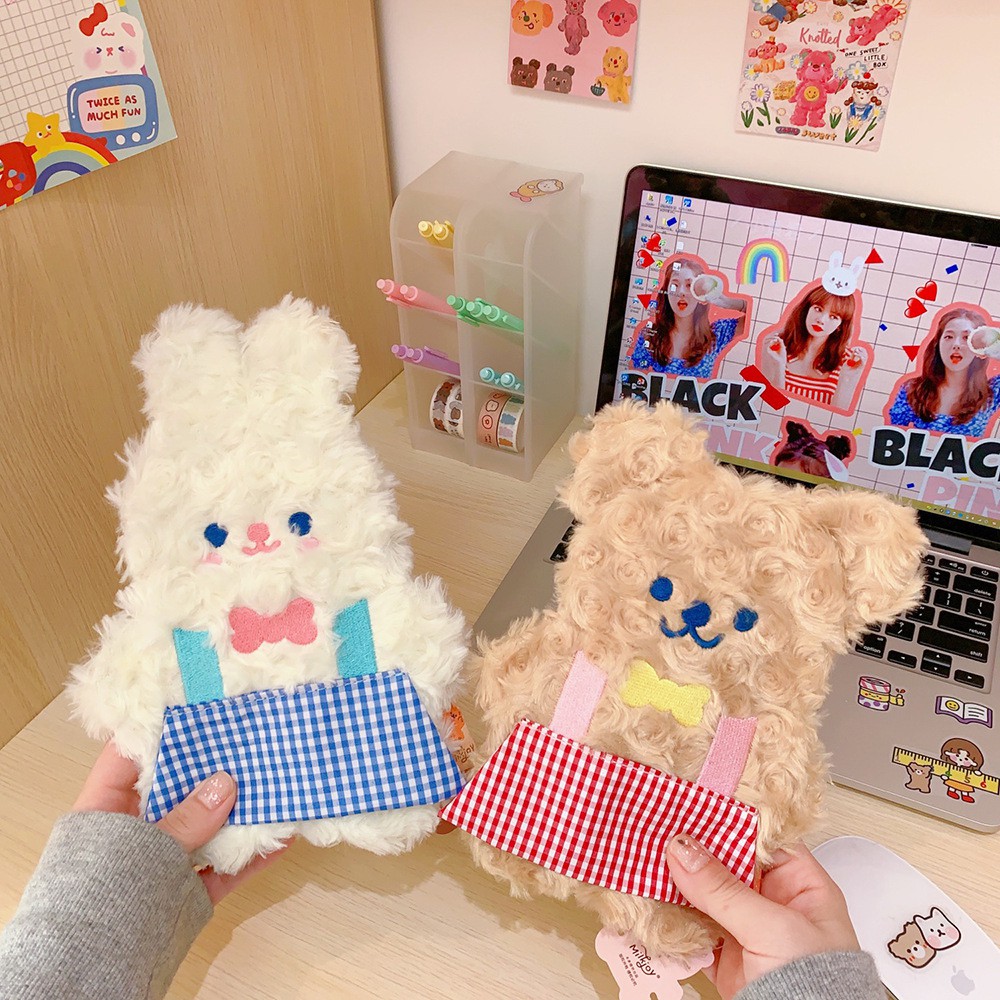 Bear /Bunny Plush Pencil Case Cute Large Capacity Storage Bag Student ...