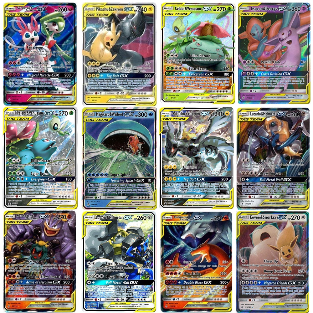 100 Pcs Pokemon Card Lot High Class Tag Team Cards Gx All