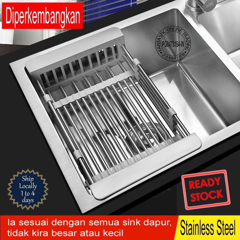 Rak Sinki Dapur Boleh Dipanjangkan Sinky Rack Aluminium Sinky Rack Rak Pelbagai Guna Aluminium Rack Shopee Singapore