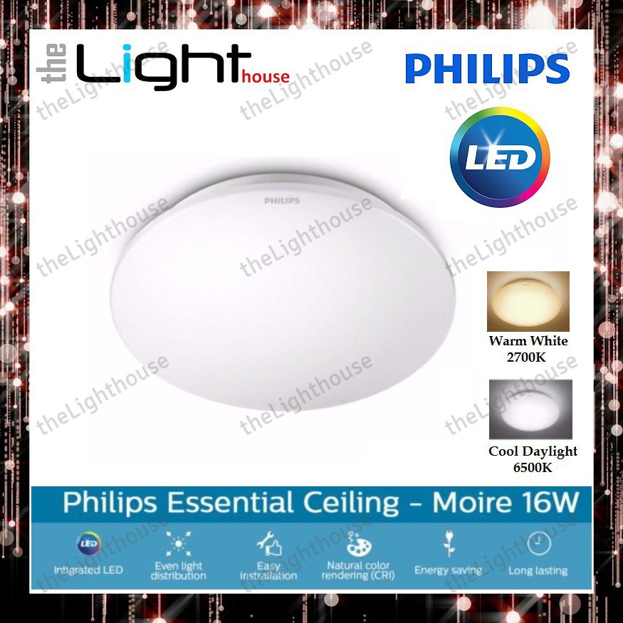 Philips 33362 Moire 16w Led Surface Ceiling Light Round Lampu Siling Led Downlight Shopee Singapore