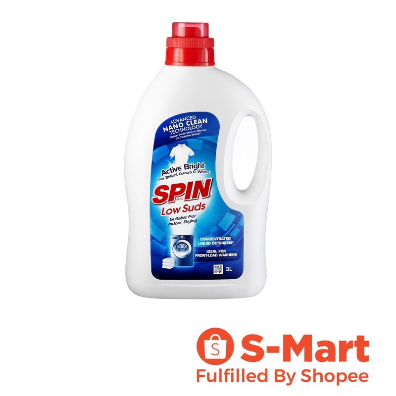 SPINmatic Low Suds Laundry Liquid Detergent (Active Bright) 3L Shopee