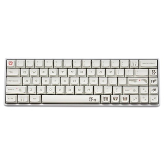 121 Keys Cat Keycaps XDA Profile White Keycap PBT Dye Sublimation Mechanical Keyboard Keycap For MX Switch 61/64/68/87/104