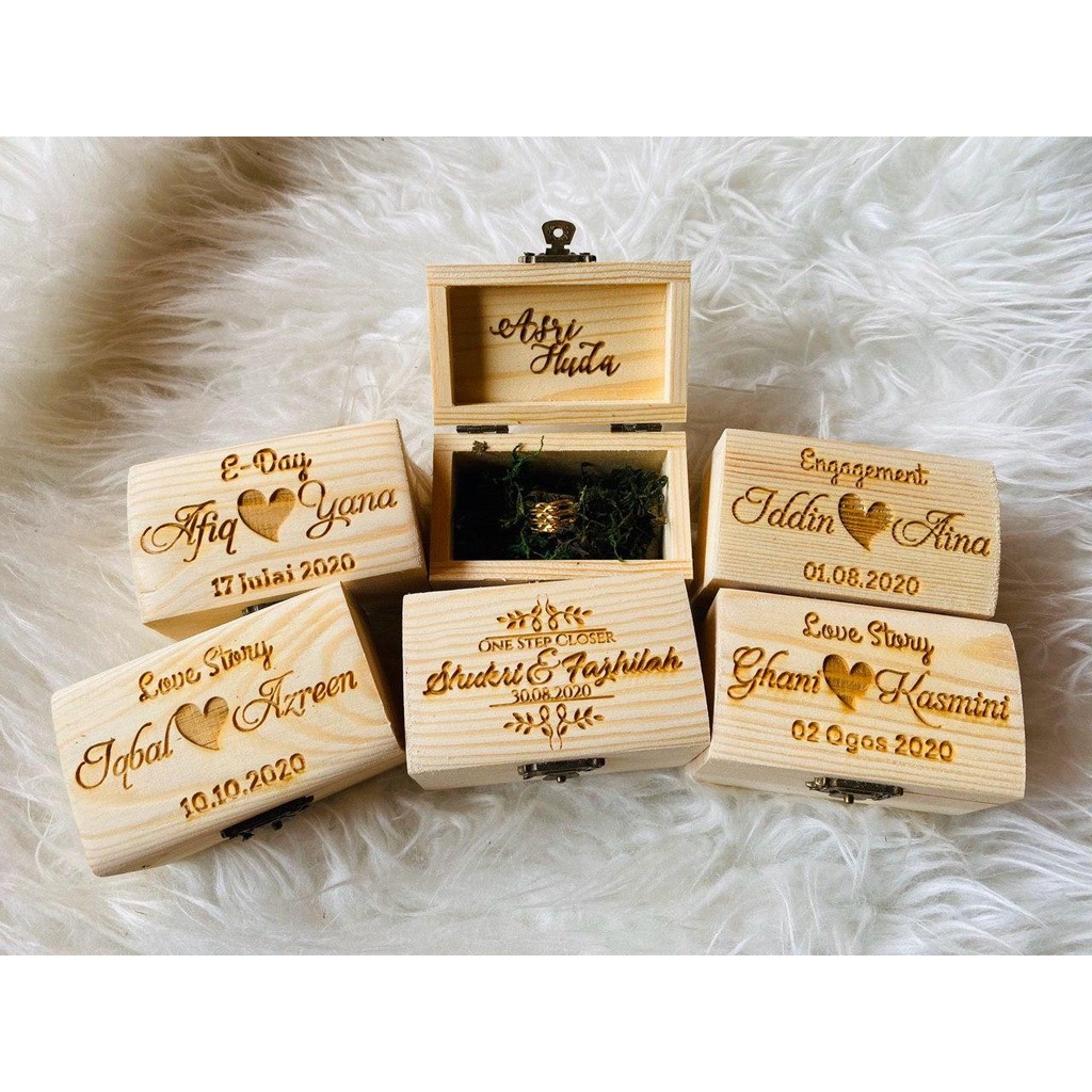 Custom Kotak Cincin Ring Box Kayu Acrylic Ring Box Untuk Hantaran Perkahwinan Shopee Singapore