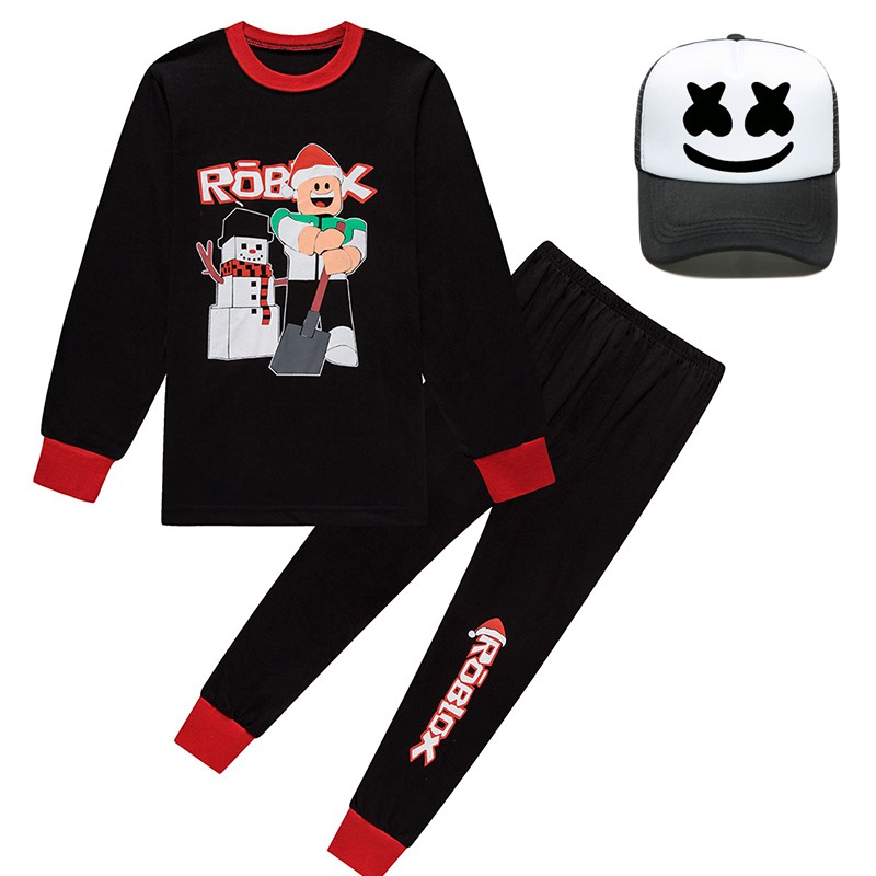 Teens Roblox Clothes Sleepwear T Shirt Youtube Game Kids Boys Long Sleeve Christmas Xmas Pajamas Black Pjs 6 13years Shopee Singapore - sleep dress roblox