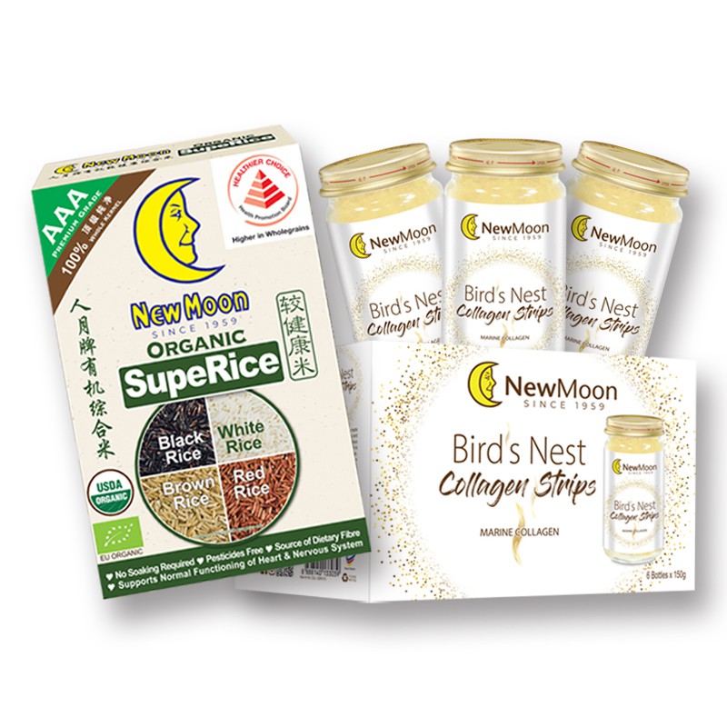 New Moon Birds Nest Collagen Strips 6s x 150ml + Organic Superice 1.8kg