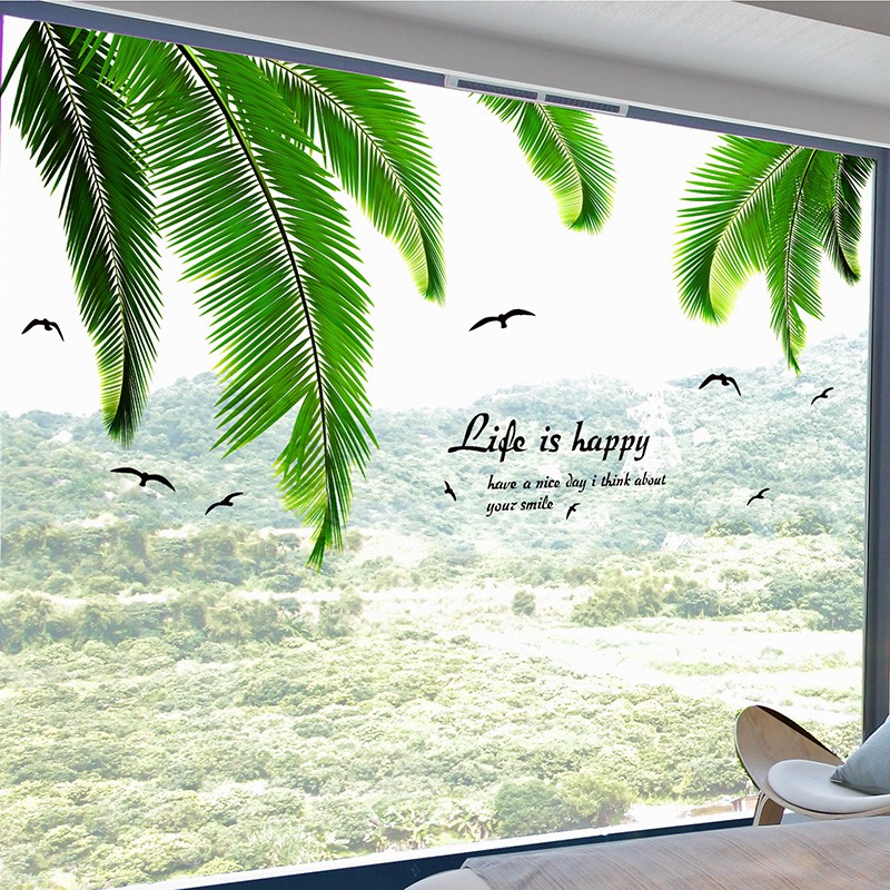 Removable Mediterranean Style Window Beach Wall Sticker Home Decor Decal Paster 