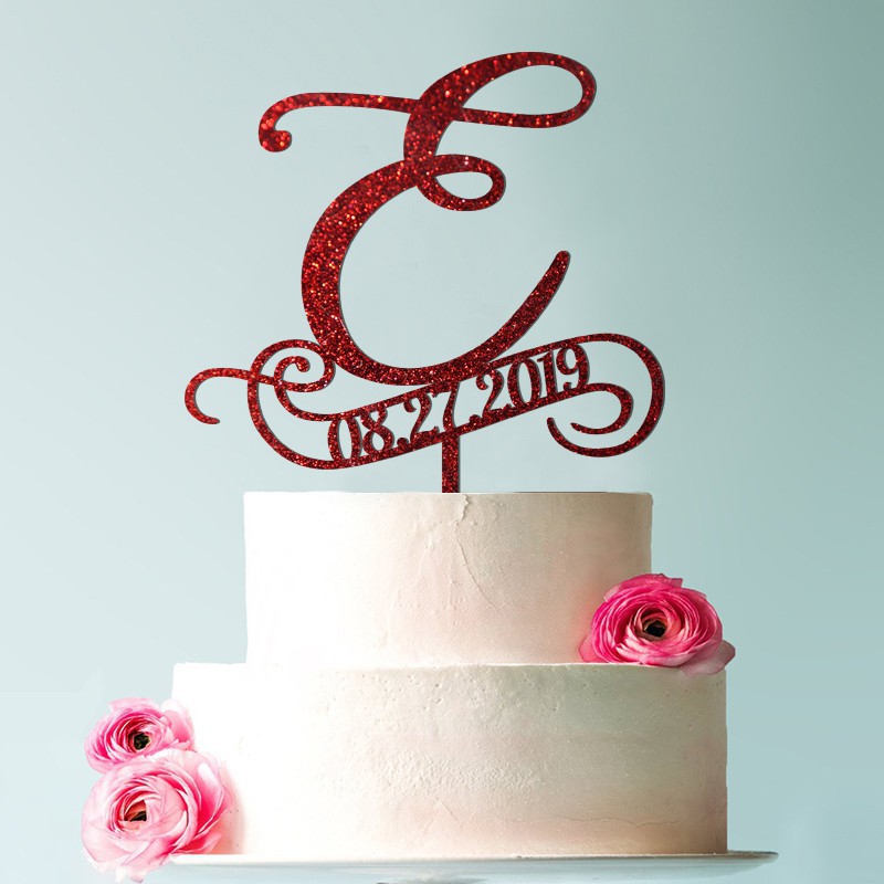 E Cake Toppers For Wedding Personalized Wedding Cake Rustic