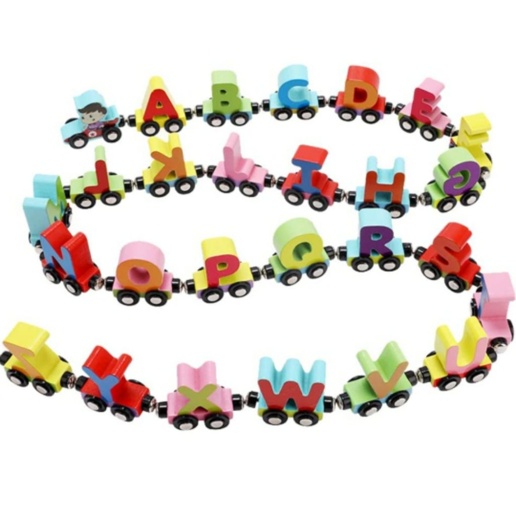 wooden train tracks. Learning through 