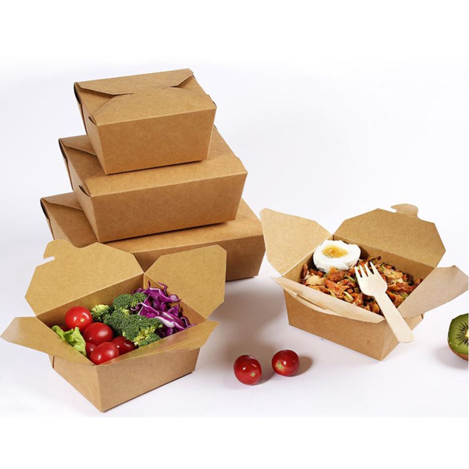 Disposable Food Box Kraft Paper Lunch Box 800ML Shopee Singapore