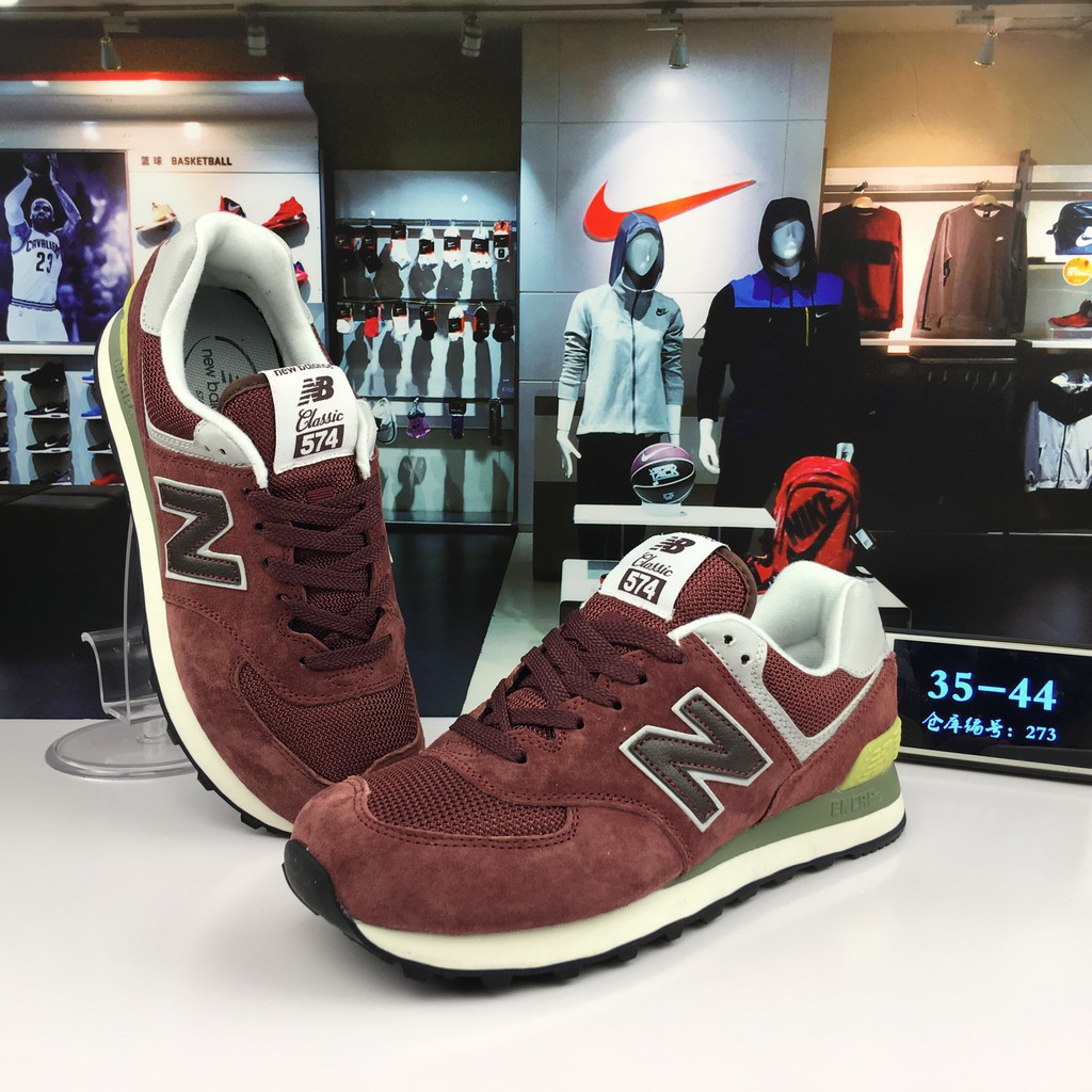 original new balance 574 nb574 maroon red for men women running shoe size  36-44 | Shopee Singapore