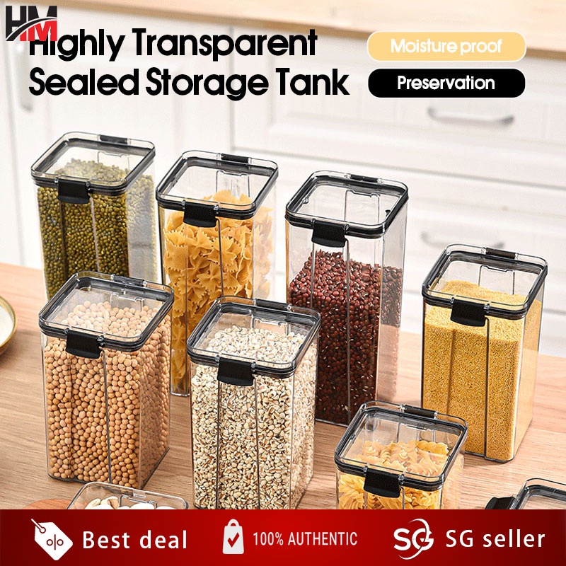 【Sg Stock】Airtight Dry food storage container Kitchen Storage Spice Jar Grain Storage with Leak Proof Cover