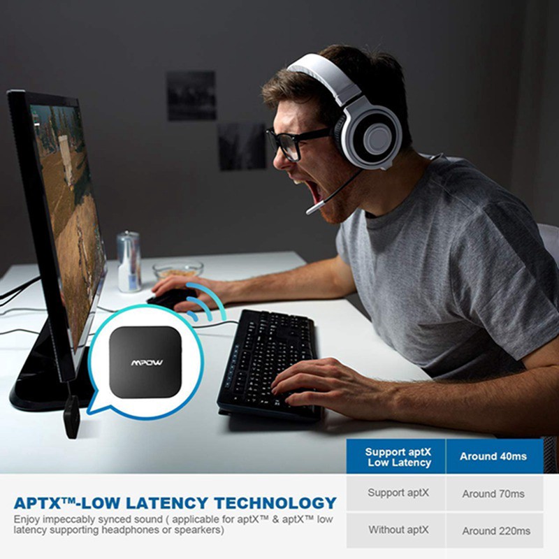 bluetooth transmitter for tv pc dual link wireless audio adapter for headphones