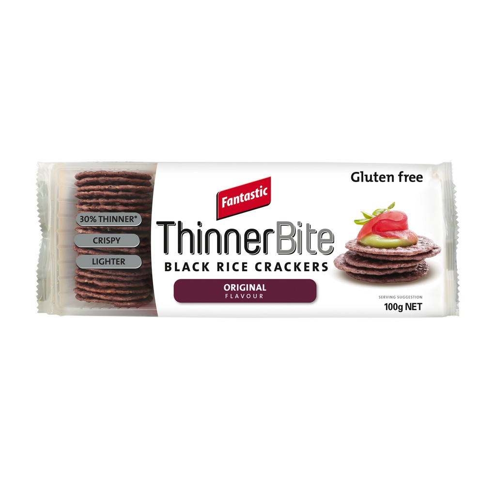 Fantastic Thinner Bite Black Rice Crackers Original 100g [Thailand ...