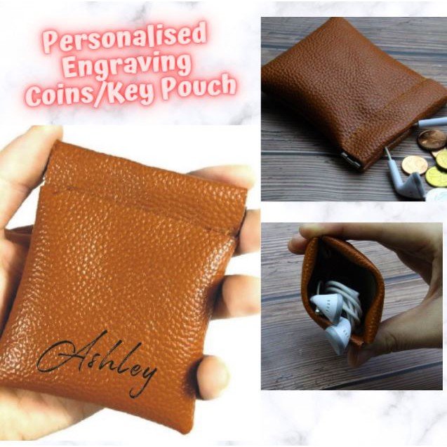 Image of Personalised Engraving Key/Coins Pouch. Christmas Gift #0