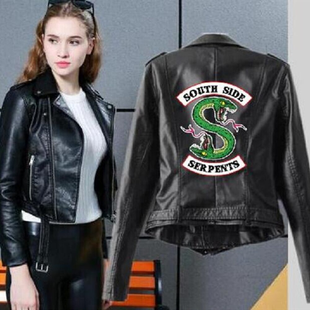 Image of 2019 Riverdale Leather Jacket Women Fashion PU Motorcycle Jackets Southside Serpents Artificial Short Leather Motorcycle Coats #0
