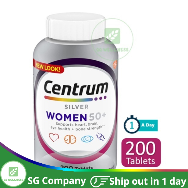 Centrum Silver Multivitamin for Women 50 Plus 200 Caps with Vitamin D3 ...