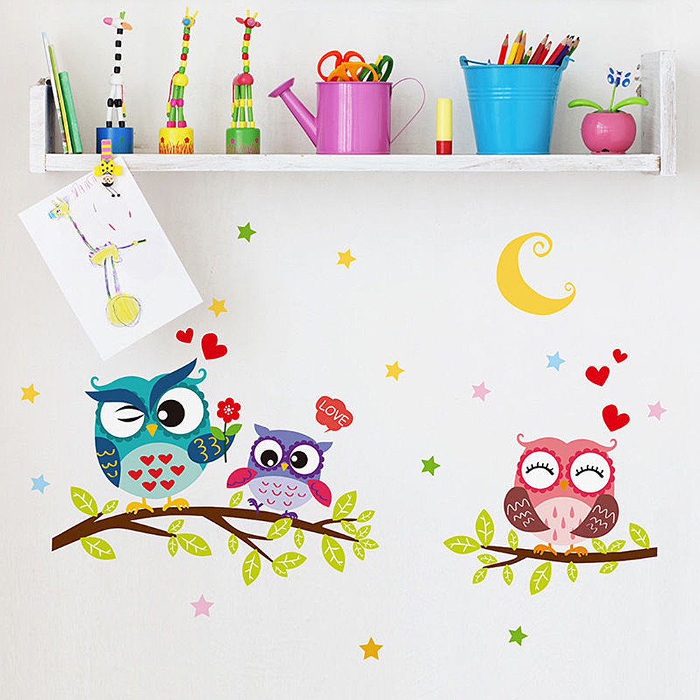 Owl Tree Branch Removable Wall Sticker Home Kids Baby Cartoon Cute