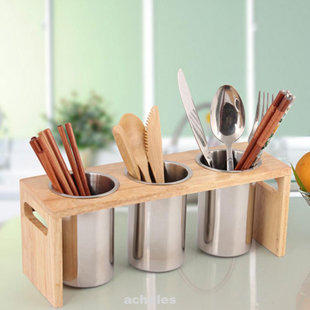 Stainless Steel Storage Tools Kitchen Countertop Cutlery Holder
