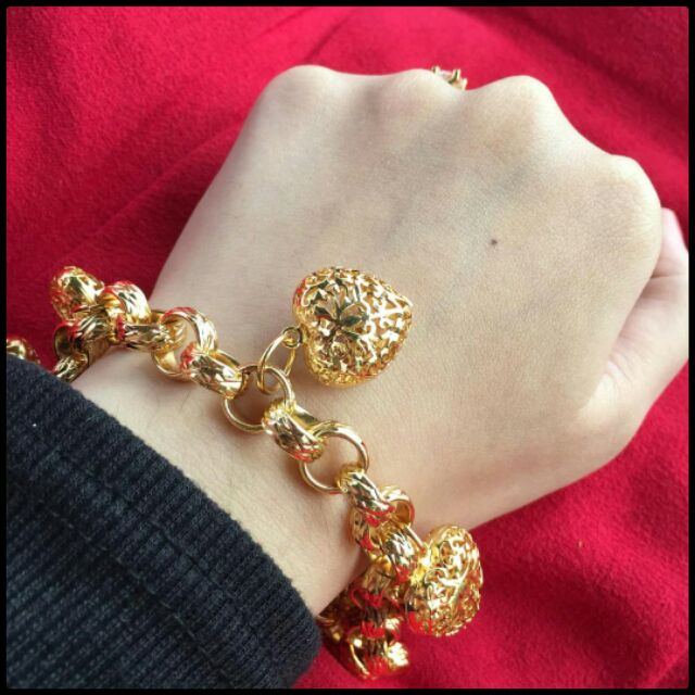 24k Gold Plated Bracelet Gelang Tangan Candy 5biji Love Shopee Singapore