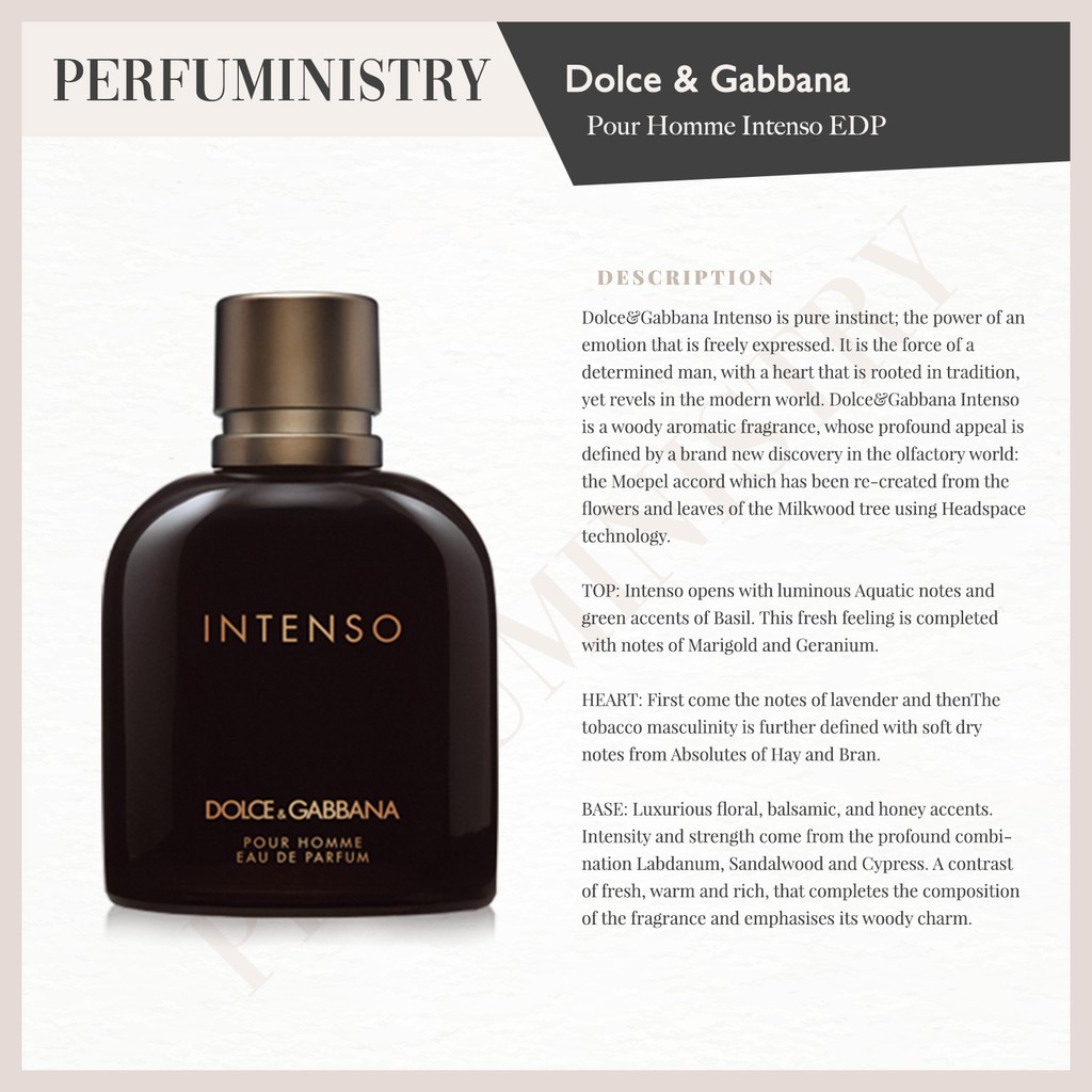 ?? [perfuministry] DOLCE & GABBANA INTENSO POUR HOMME FOR MEN EDP TESTER  / PERFUME / FRAGRANCE | Shopee Singapore