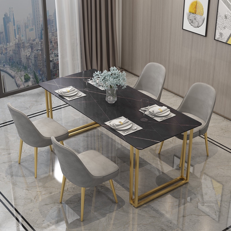 Dining table luxury rectangular table marble Italian slate table home ...