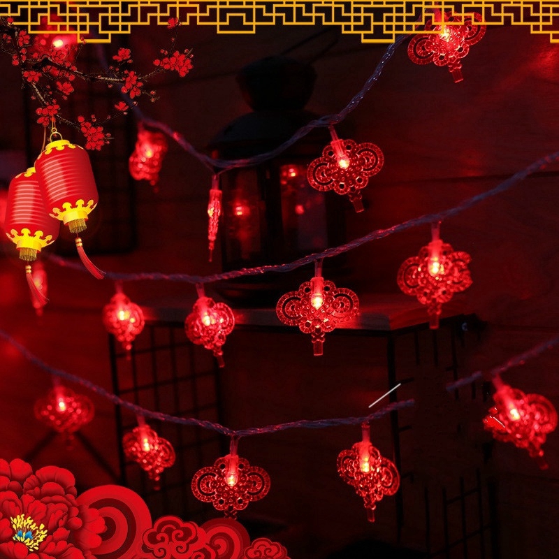 Led Small Red Lantern String Outdoor Waterproof Garden Decorative