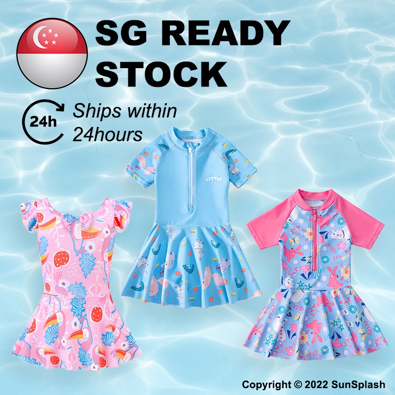 [SG Stock] Kids Swimsuit Girls Cute Swim Dress Swimwear Beach Swimming