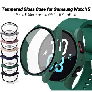 Screen Protector Case for Samsung Galaxy Watch 5 4 40mm 44mm Full Coverage Tempered Glass PC Screen Bumper Cover for Galaxy Watch 5 Smart Watch Accessories