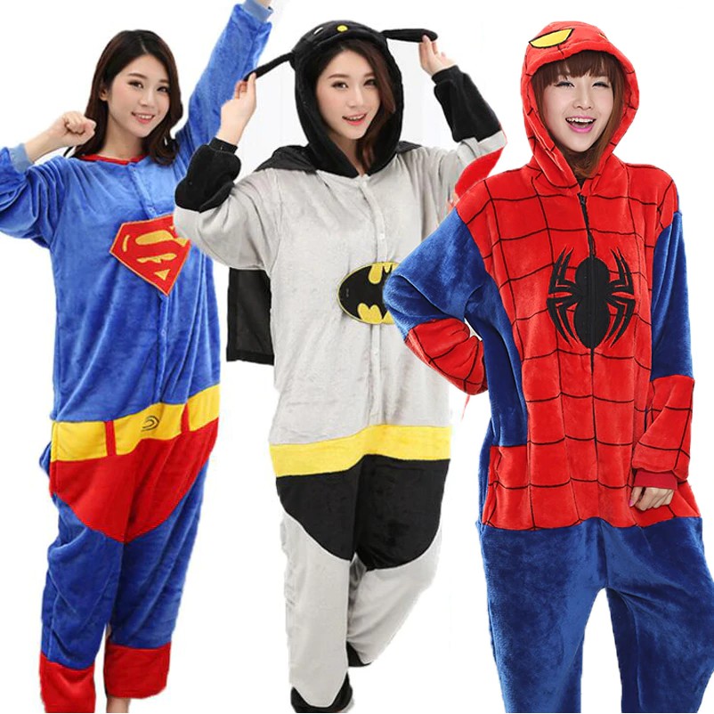 crowdale adult anime batman superman onesies costume for women funny warm  soft animal cute onepieces home wear girl party clothing