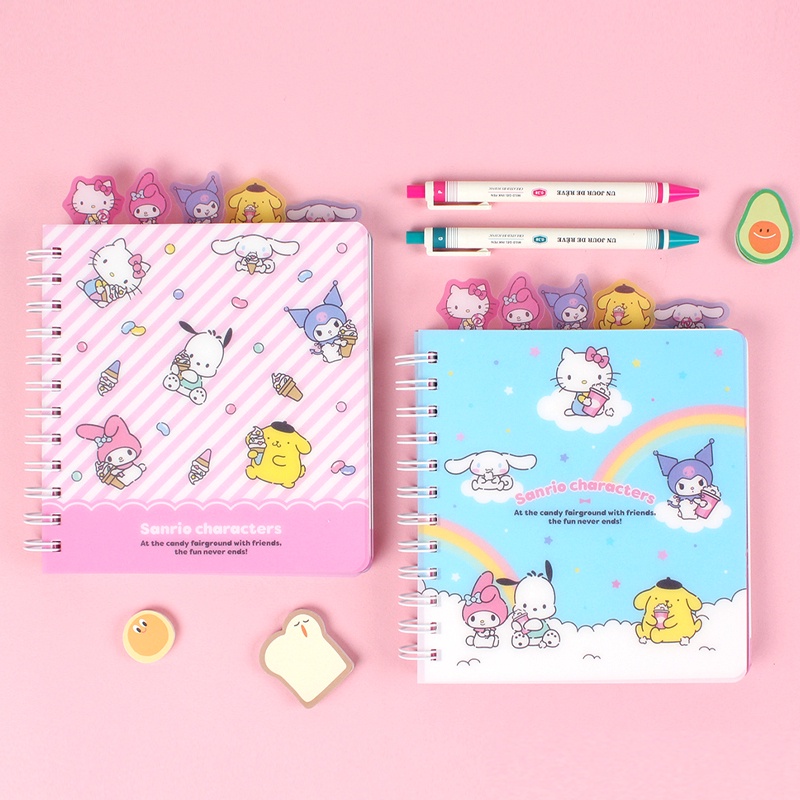 Sanrio Characters Index Lined Spiral Notebook Spring Notepad Cute