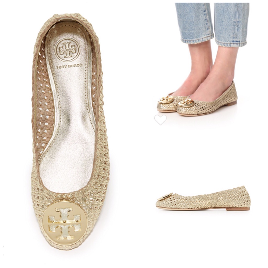 gold tory burch flats