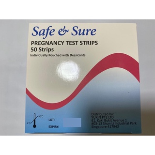 SAFE & SURE Pregnancy Test Kits (50 Strips/box) Individually Pouched