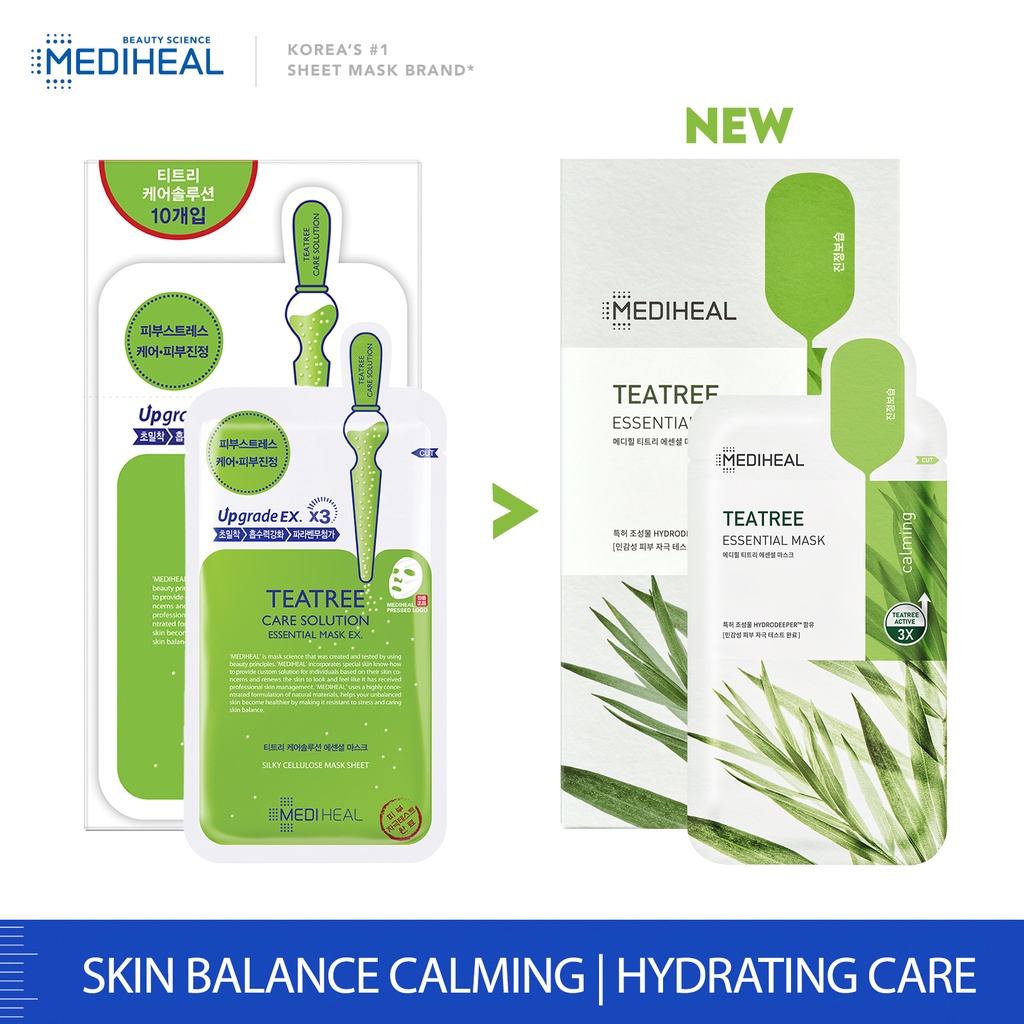 MEDIHEAL Teatree Care Solution Essential Mask NEW Teatree Essential Mask  [Box 10 sheets Pack sheets] Shopee Singapore