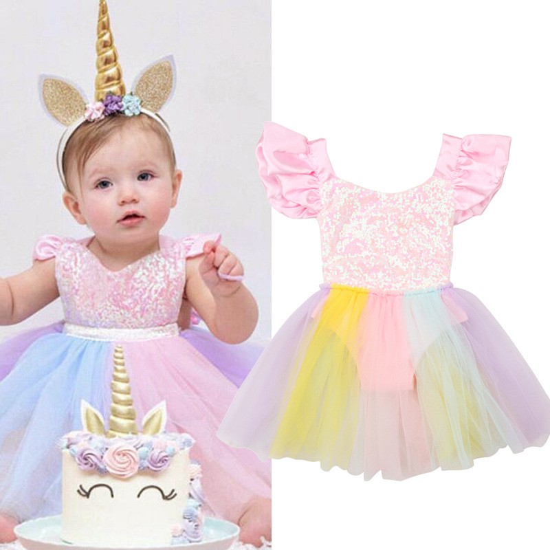 pastel rainbow baby dress