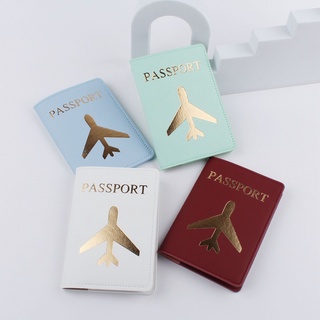 Airplane Pattern Passport Cover Luggage Tag Solid Color Business Travel Passport Holder PU Leather Passport Case Passport Cover