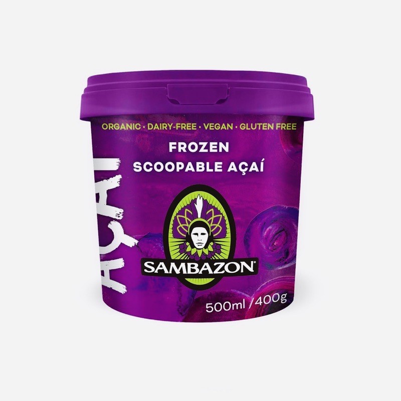 [Twin Bundle] Sambazon Organic Frozen Acai Berry Sorbet (500ml x 2) Sweetened & Dairy Free